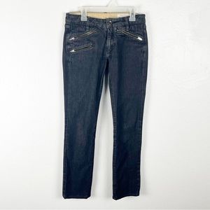 RAG & BONE Black Wash Moto Style Zipper Pockets Jeans, Size 28